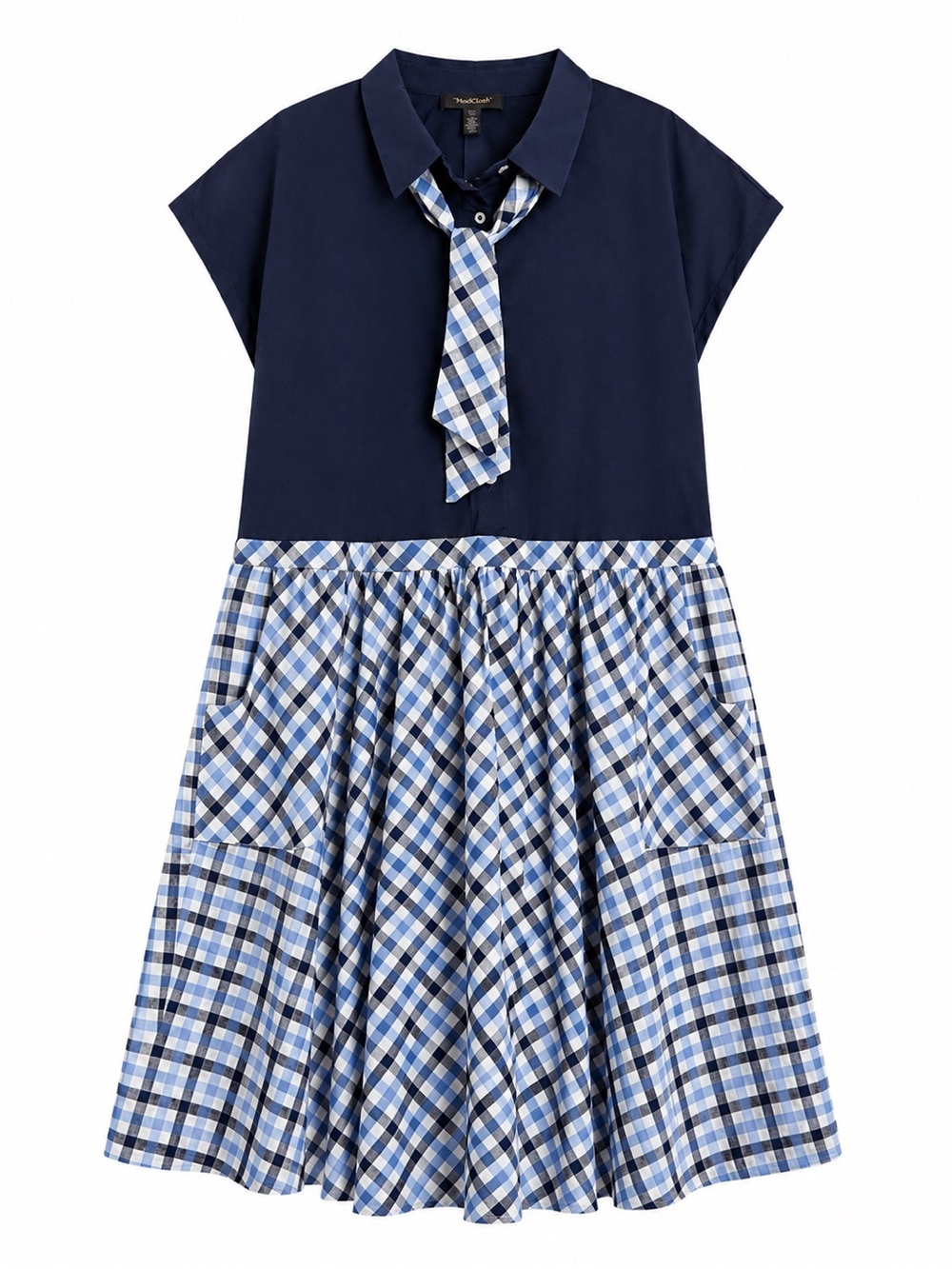 ModCloth NWT Blue Gingham Cotton Lined Dress with Pockets Size 3X
